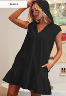 Ruffled French Terry Hooded Dress